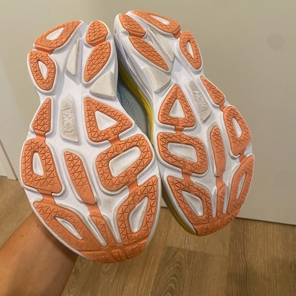 Hoka Bondi 8 Women Gym Shoes - Light Blue/Yellow/Orange - Picture 4 of 4